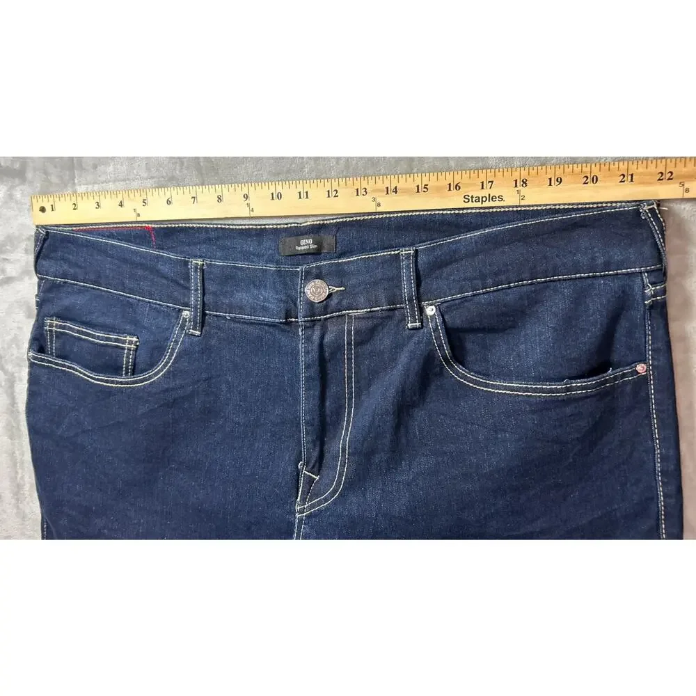 True Religion Jeans Mens 40 Geno Relaxed Slim Dark Wash Preppy Western Casual